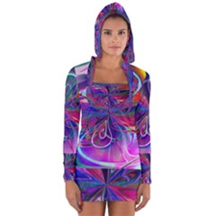 Rainbow Painting Pattern 2 Long Sleeve Hooded T-shirt by DinkovaArt