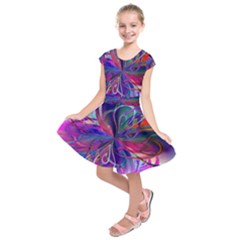 Rainbow Painting Pattern 2 Kids  Short Sleeve Dress by DinkovaArt