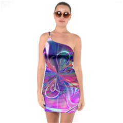 Rainbow Painting Pattern 2 One Soulder Bodycon Dress by DinkovaArt