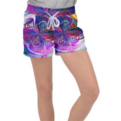 Rainbow Painting Pattern 2 Velour Lounge Shorts by DinkovaArt