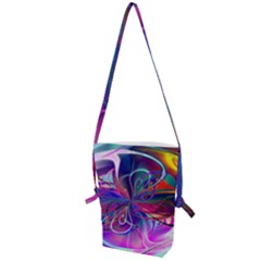 Rainbow Painting Pattern 2 Folding Shoulder Bag by DinkovaArt