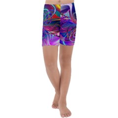 Rainbow Painting Pattern 2 Kids  Lightweight Velour Capri Yoga Leggings by DinkovaArt