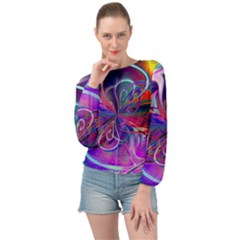 Rainbow Painting Pattern 2 Banded Bottom Chiffon Top by DinkovaArt