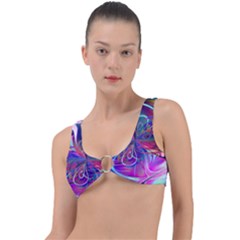 Rainbow Painting Pattern 2 Ring Detail Bikini Top by DinkovaArt