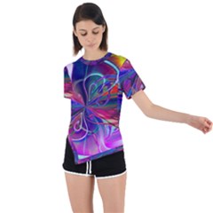 Rainbow Painting Pattern 2 Asymmetrical Short Sleeve Sports Tee