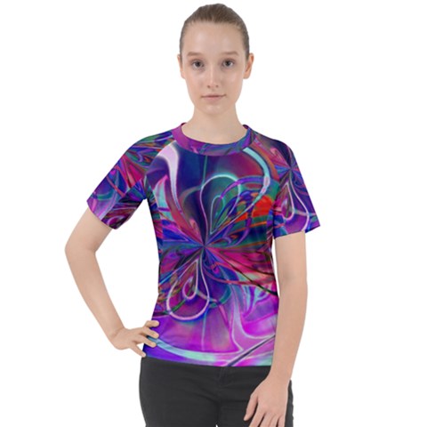 Rainbow Painting Pattern 2 Women s Sport Raglan Tee by DinkovaArt