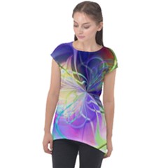 Rainbow Painting Patterns 3 Cap Sleeve High Low Top by DinkovaArt