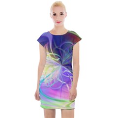 Rainbow Painting Patterns 3 Cap Sleeve Bodycon Dress by DinkovaArt