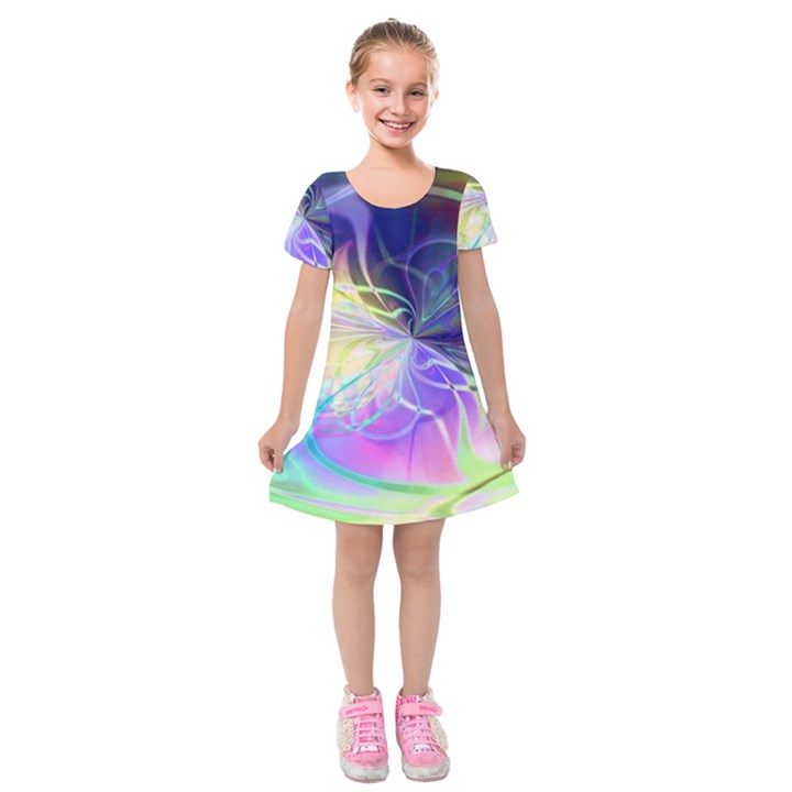 Rainbow Painting Patterns 3 Kids  Short Sleeve Velvet Dress