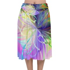 Rainbow Painting Patterns 3 Velvet Flared Midi Skirt by DinkovaArt