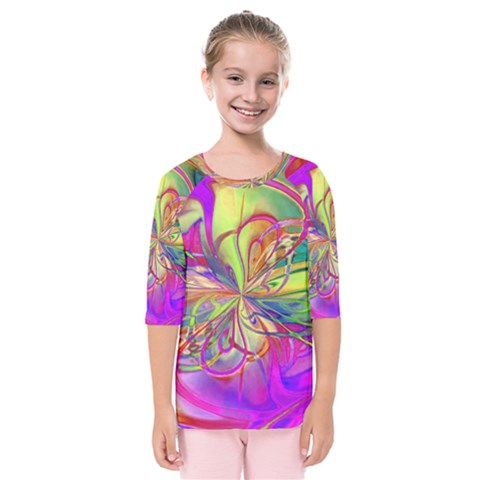 Rainbow Painting Pattern 4 Kids  Quarter Sleeve Raglan Tee by DinkovaArt