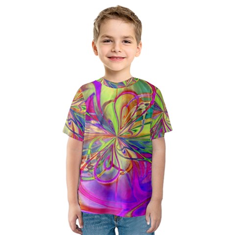 Rainbow Painting Pattern 4 Kids  Sport Mesh Tee by DinkovaArt