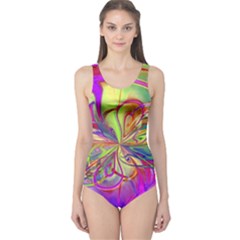 Rainbow Painting Pattern 4 One Piece Swimsuit by DinkovaArt