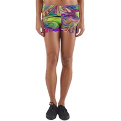 Rainbow Painting Pattern 4 Yoga Shorts by DinkovaArt