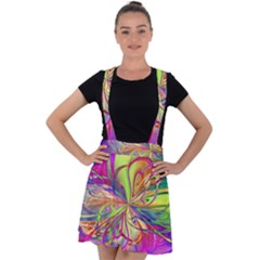 Rainbow Painting Pattern 4 Velvet Suspender Skater Skirt by DinkovaArt