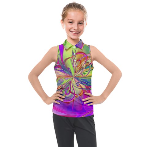 Rainbow Painting Pattern 4 Kids  Sleeveless Polo Tee by DinkovaArt