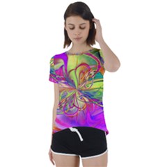 Rainbow Painting Pattern 4 Short Sleeve Foldover Tee by DinkovaArt