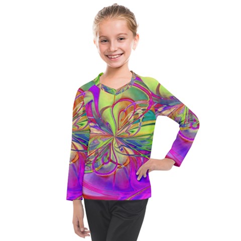 Rainbow Painting Pattern 4 Kids  Long Mesh Tee by DinkovaArt