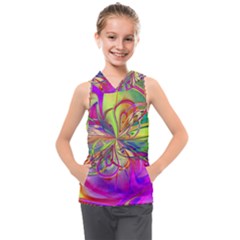 Rainbow Painting Pattern 4 Kids  Sleeveless Hoodie by DinkovaArt