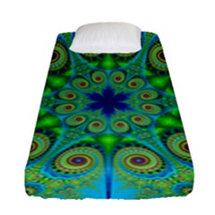 Peacock Mandala Kaleidoscope Arabesque Pattern Fitted Sheet (single Size) by SpinnyChairDesigns