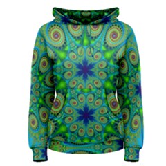 Peacock Mandala Kaleidoscope Arabesque Pattern Women s Pullover Hoodie by SpinnyChairDesigns