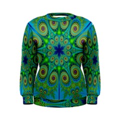 Peacock Mandala Kaleidoscope Arabesque Pattern Women s Sweatshirt by SpinnyChairDesigns