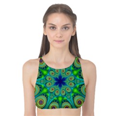 Peacock Mandala Kaleidoscope Arabesque Pattern Tank Bikini Top by SpinnyChairDesigns