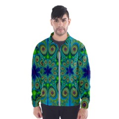 Peacock Mandala Kaleidoscope Arabesque Pattern Men s Windbreaker by SpinnyChairDesigns