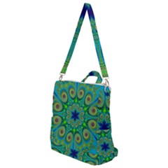 Peacock Mandala Kaleidoscope Arabesque Pattern Crossbody Backpack by SpinnyChairDesigns