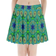 Peacock Mandala Kaleidoscope Arabesque Pattern Pleated Mini Skirt by SpinnyChairDesigns