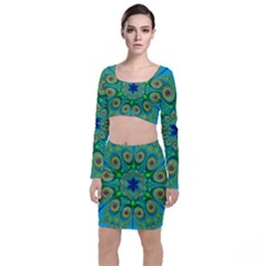 Peacock Mandala Kaleidoscope Arabesque Pattern Top And Skirt Sets by SpinnyChairDesigns