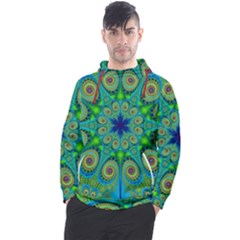 Peacock Mandala Kaleidoscope Arabesque Pattern Men s Pullover Hoodie by SpinnyChairDesigns