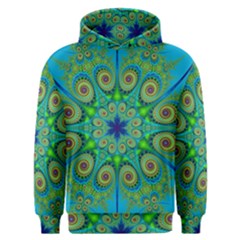 Peacock Mandala Kaleidoscope Arabesque Pattern Men s Overhead Hoodie by SpinnyChairDesigns