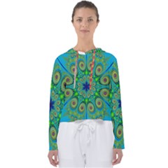 Peacock Mandala Kaleidoscope Arabesque Pattern Women s Slouchy Sweat by SpinnyChairDesigns