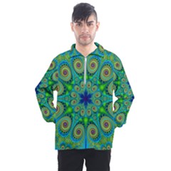 Peacock Mandala Kaleidoscope Arabesque Pattern Men s Half Zip Pullover by SpinnyChairDesigns