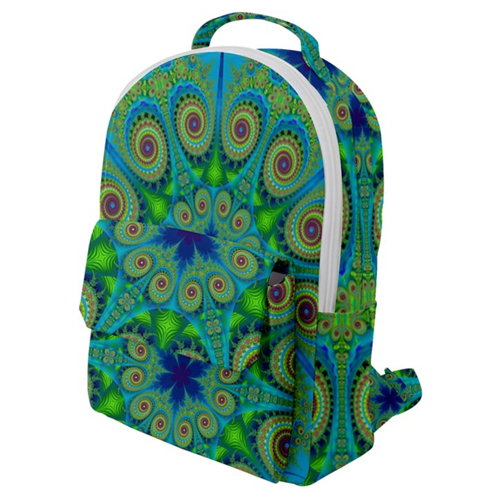 Peacock Mandala Kaleidoscope Arabesque Pattern Flap Pocket Backpack (Small)