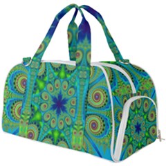 Peacock Mandala Kaleidoscope Arabesque Pattern Burner Gym Duffel Bag by SpinnyChairDesigns