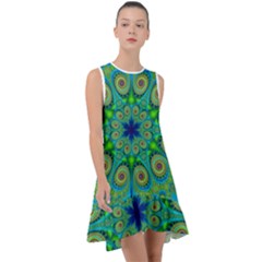 Peacock Mandala Kaleidoscope Arabesque Pattern Frill Swing Dress by SpinnyChairDesigns