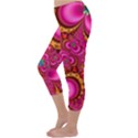 Abstract Pink Gold Floral Print Pattern Capri Winter Leggings  View2