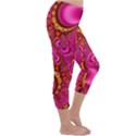 Abstract Pink Gold Floral Print Pattern Capri Winter Leggings  View3