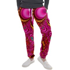 Abstract Pink Gold Floral Print Pattern Men s Jogger Sweatpants by SpinnyChairDesigns