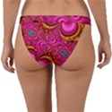 Abstract Pink Gold Floral Print Pattern Band Bikini Bottom View2