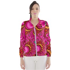 Abstract Pink Gold Floral Print Pattern Women s Windbreaker