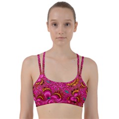 Abstract Pink Gold Floral Print Pattern Line Them Up Sports Bra by SpinnyChairDesigns