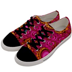 Abstract Pink Gold Floral Print Pattern Men s Low Top Canvas Sneakers by SpinnyChairDesigns