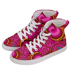 Abstract Pink Gold Floral Print Pattern Men s Hi-top Skate Sneakers by SpinnyChairDesigns