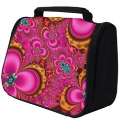 Abstract Pink Gold Floral Print Pattern Full Print Travel Pouch (big) by SpinnyChairDesigns