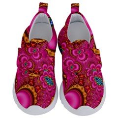 Abstract Pink Gold Floral Print Pattern Kids  Velcro No Lace Shoes by SpinnyChairDesigns