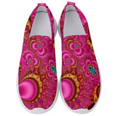 Abstract Pink Gold Floral Print Pattern Men s Slip On Sneakers by SpinnyChairDesigns