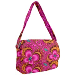 Abstract Pink Gold Floral Print Pattern Courier Bag by SpinnyChairDesigns